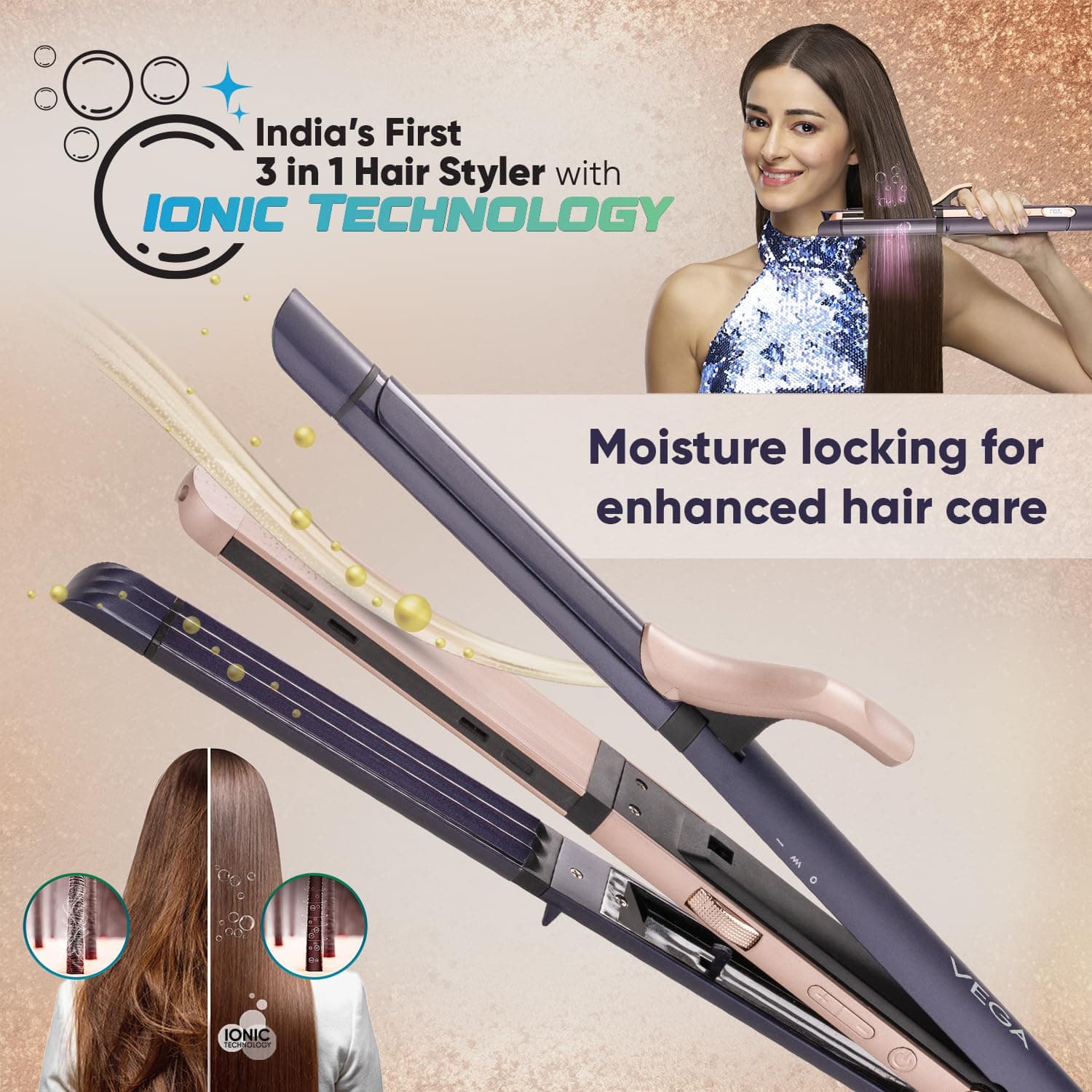 3 in 1 Hair Styler Straightener For Women