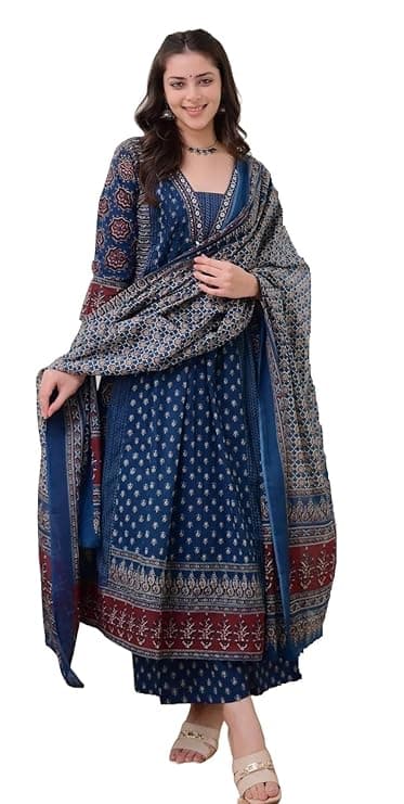 KLOSIA Women Printed Anarkali Dupatta Set
