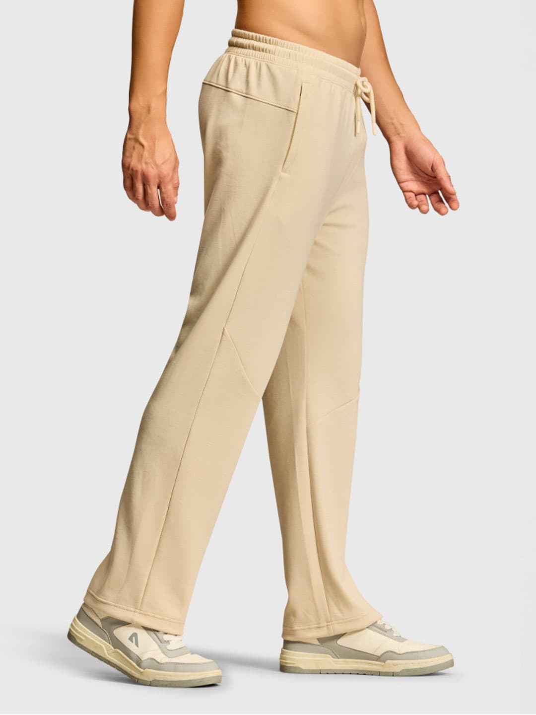 Mens Beige Relaxed Fit Pants
